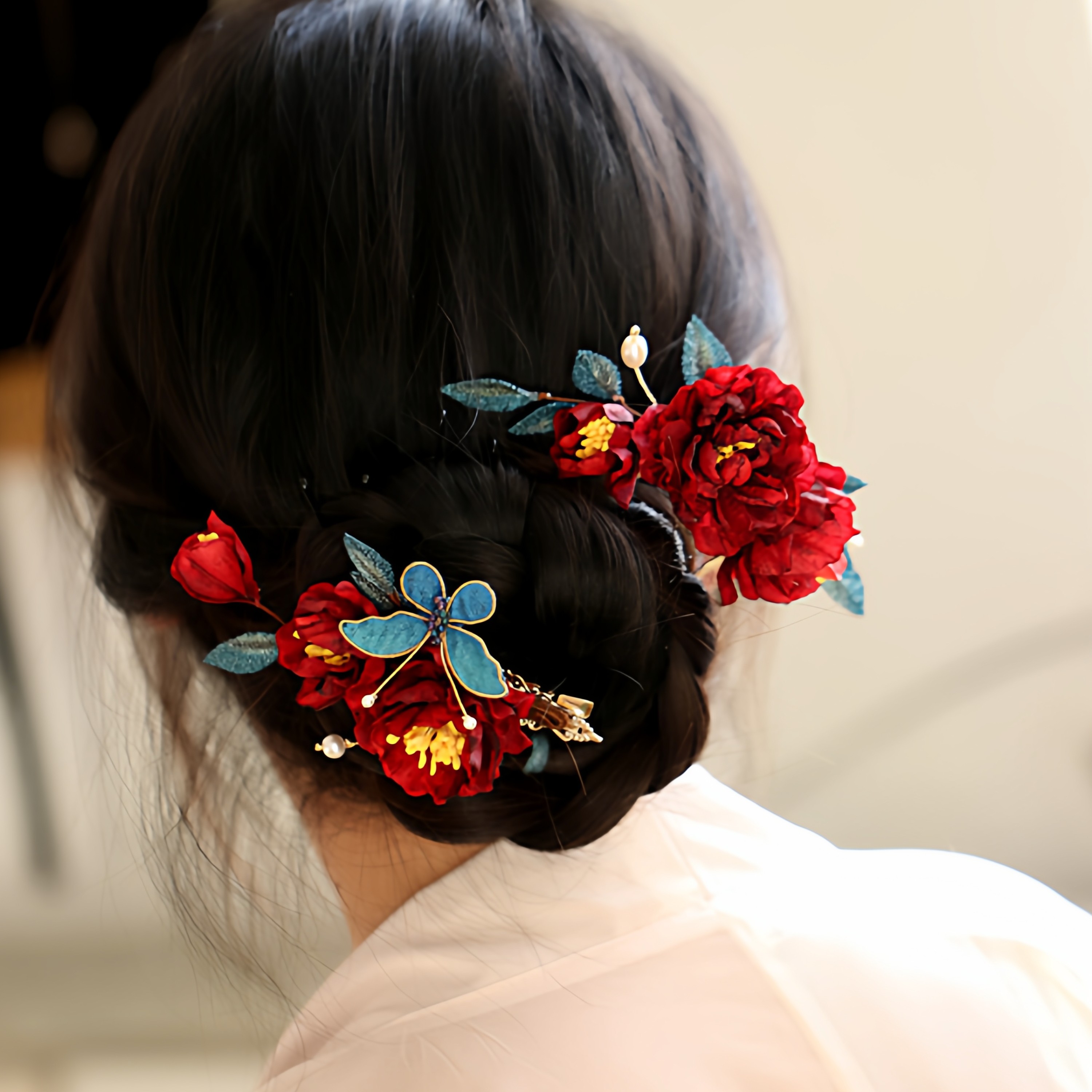 山茶花旗袍古风蝴蝶发夹红色配敬酒中式簪子头饰订婚发饰,饰品/流行首饰/时尚饰品新,发饰,淘宝优惠券,粉丝福利购,淘宝优惠卷