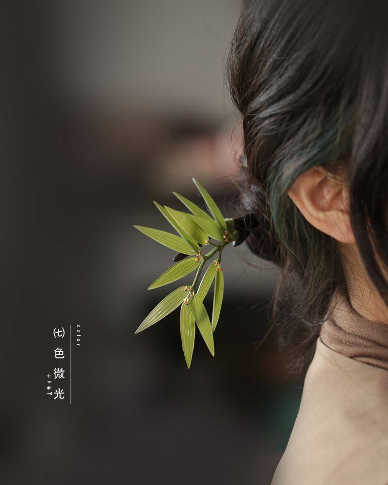 竹叶发簪黑檀木木簪旗袍古典配饰丸子头发饰盘发简约簪子设计头饰