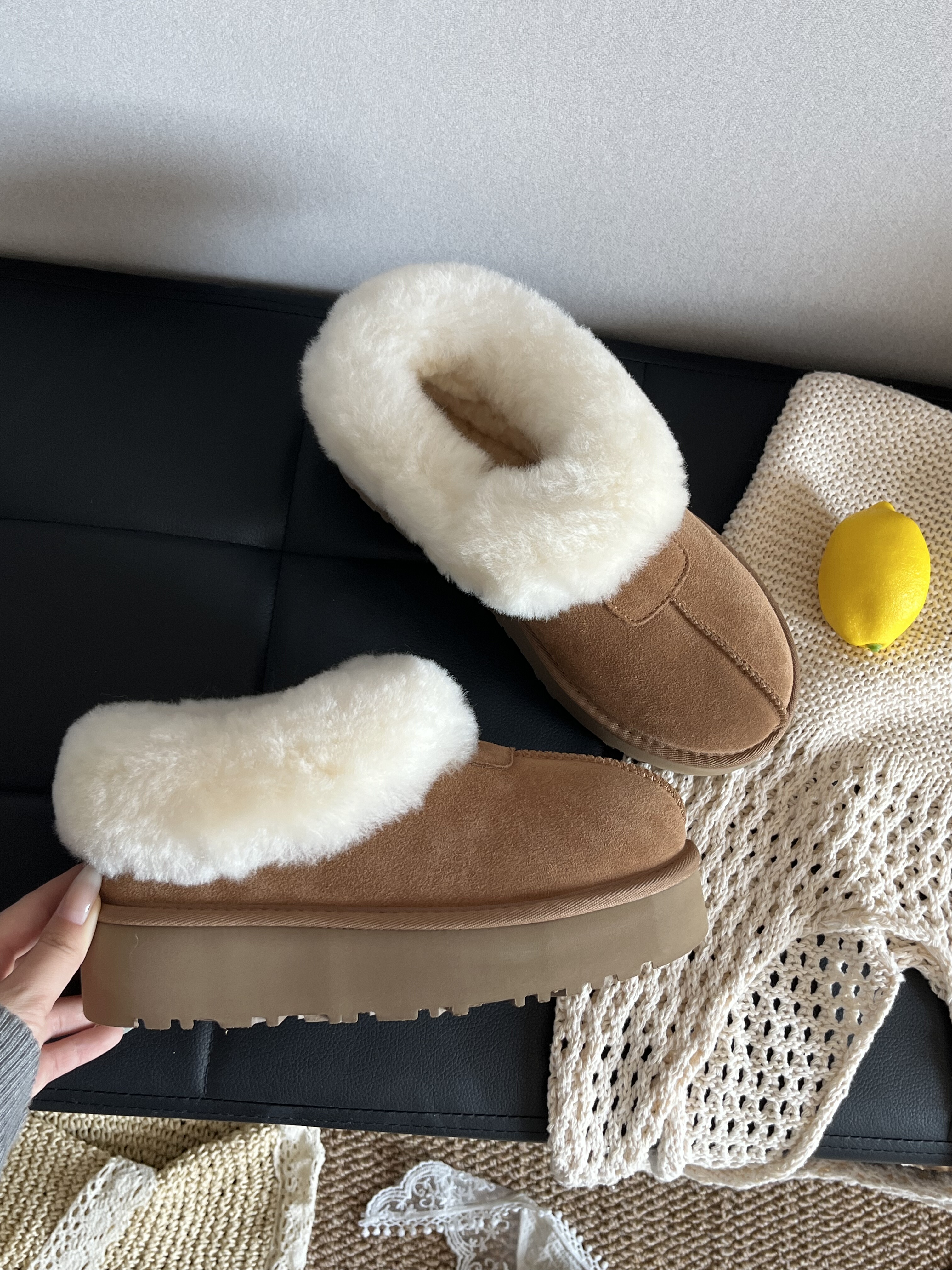 桑坡25冬季新品塔茨特厚底增高女款羊皮毛一体加绒加厚防水雪地靴