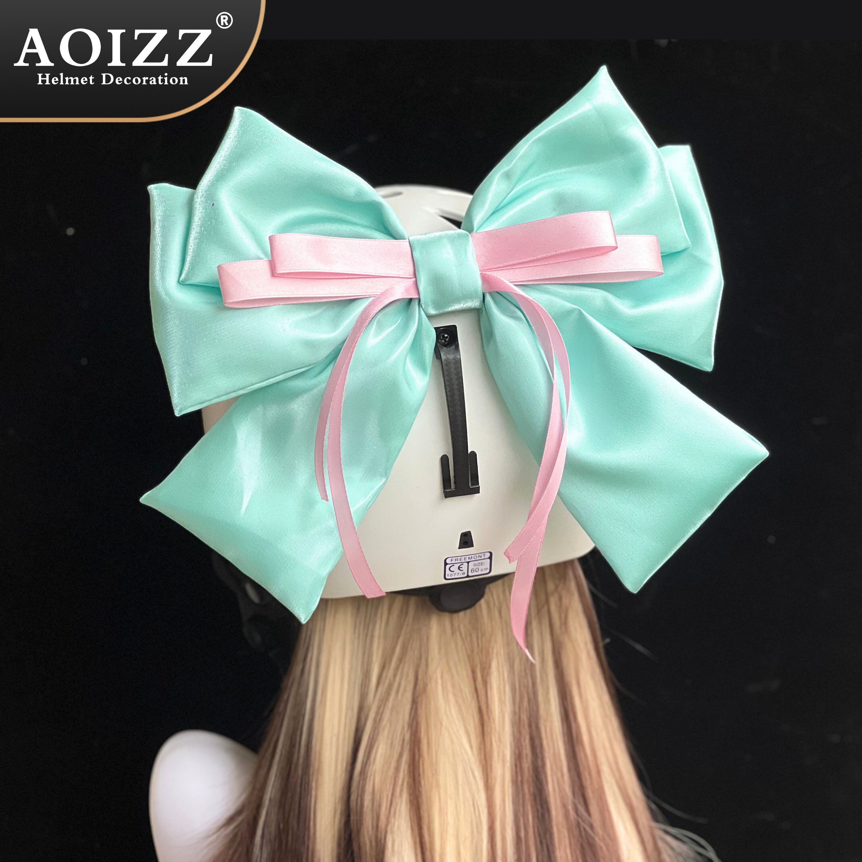 滑雪头盔装饰头顶卡扣配件魔术贴摩托女骑全盔电动车头盔蝴蝶结