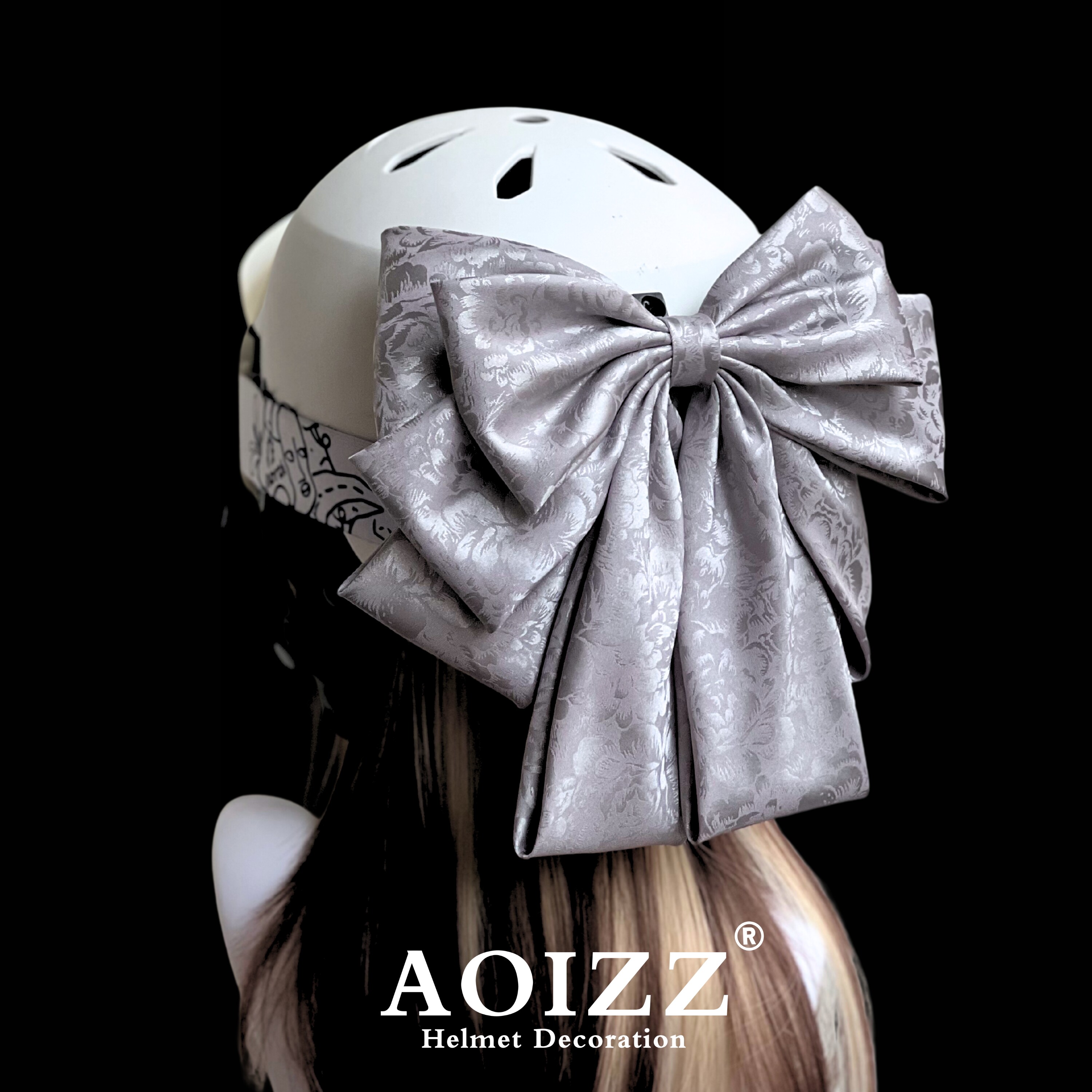 头盔蝴蝶结卡扣配件顶部魔术贴女骑行全盔电动摩托车滑雪头盔装饰