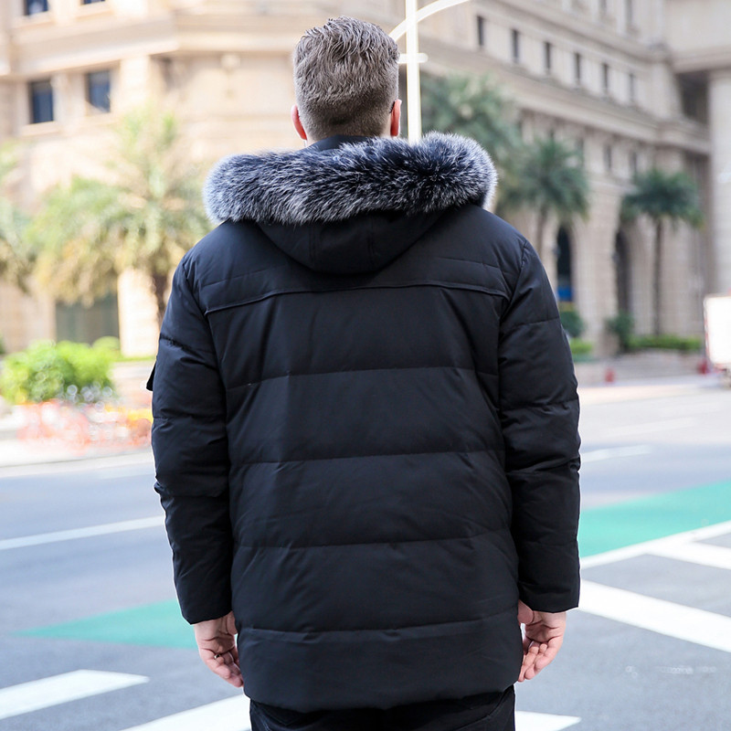 MENS BIG DETACHABLE HOOD FUR COLLAR PLUS FERTILIZER PLUS SPECIAL BODY MENS DOWN JACKET JACKET FAT CASUAL MID-LENGTH TO KEEP WARM