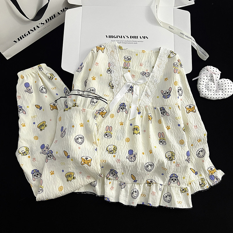 儿童家居服春秋季新款纯棉2026女童睡衣中大童小女孩宝宝长袖套装