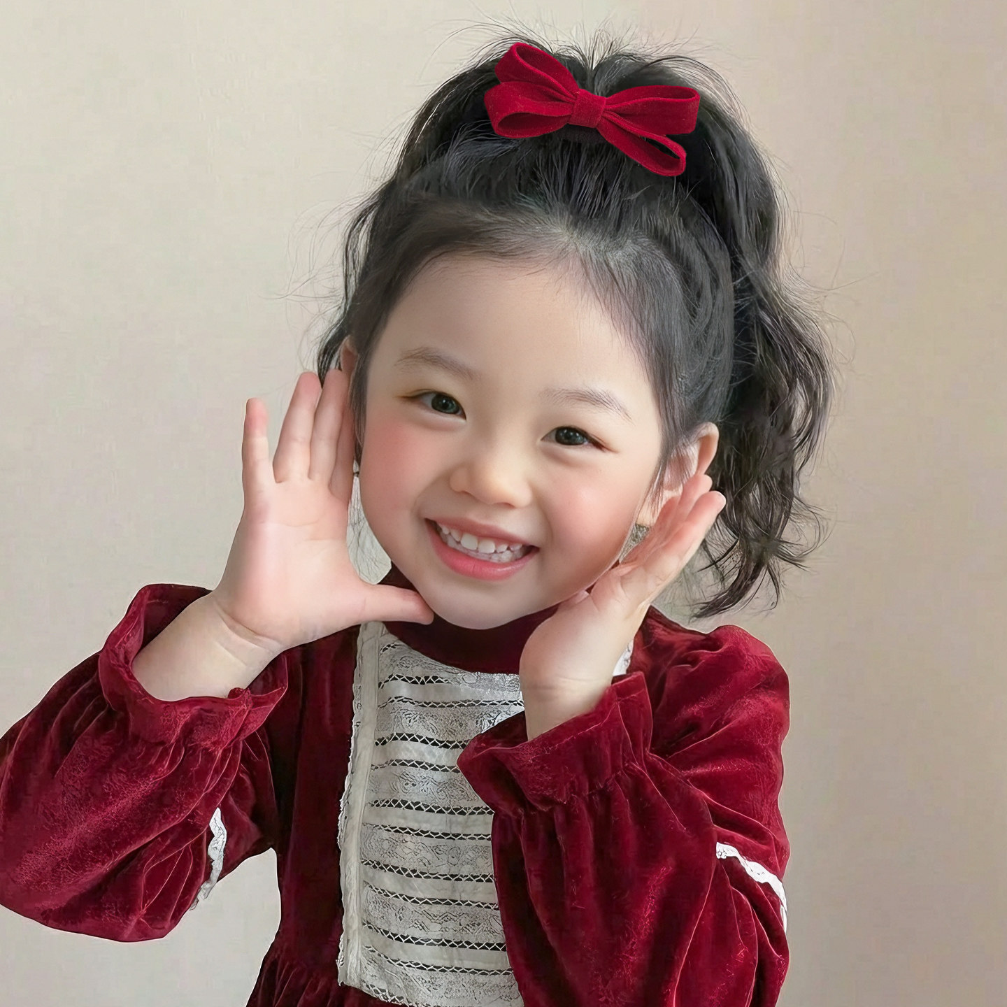 儿童红色丝绒蝴蝶结发圈女童高马尾头绳皮筋不伤发丸子头发绳头饰,饰品/流行首饰/时尚饰品新,发饰,淘宝优惠券,粉丝福利购,淘宝优惠卷