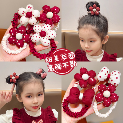儿童可爱红色花朵发绳