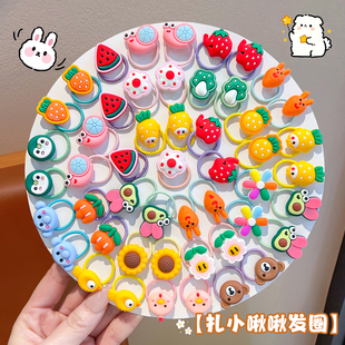 儿童小皮筋蔬菜水果拇指发圈可爱宝宝头绳高弹力不伤发女童扎头发