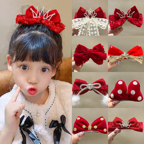 儿童秋冬季蝴蝶结发饰女孩公主头