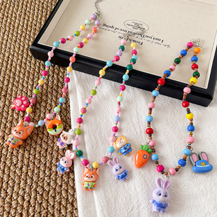 疯狂动物城项链儿童彩色串珠可爱卡通挂坠女童吊坠颈链生日礼物