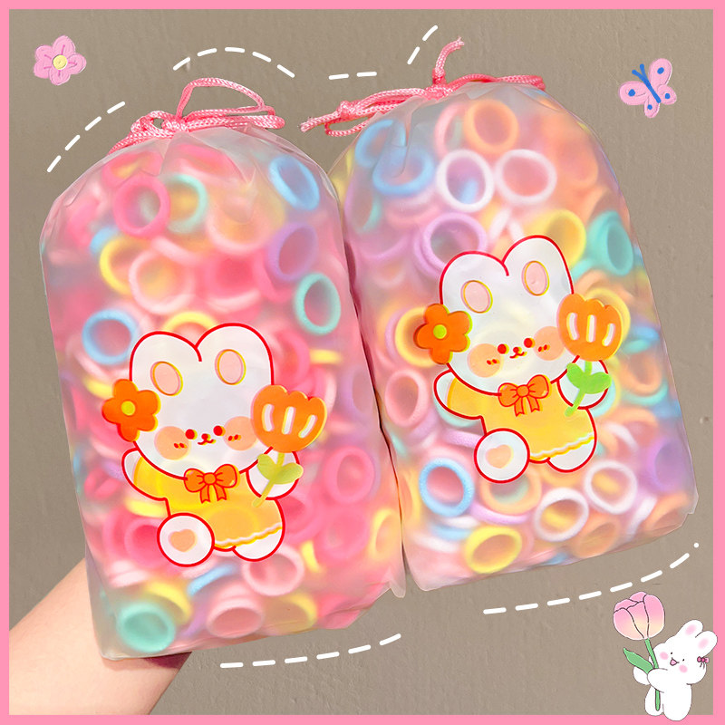 糖果色马卡龙发圈儿童橡皮筋不伤发弹性好女童头绳简约扎辫子发绳