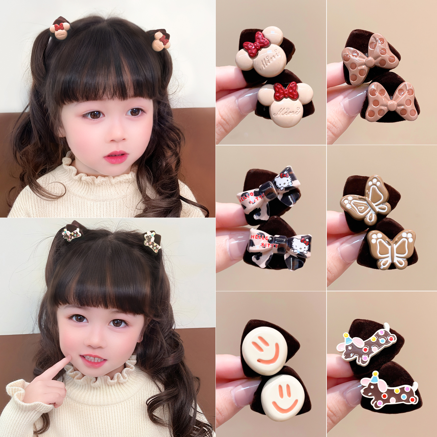 儿童发夹可爱卡通KT猫发卡女童宝宝甜美侧边刘海碎发夹子头饰发饰