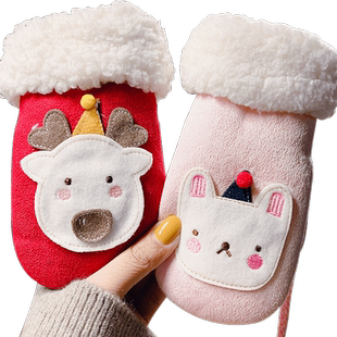 儿童手套冬季女孩宝宝保暖加厚加绒男童女童学生可爱防寒全包连指