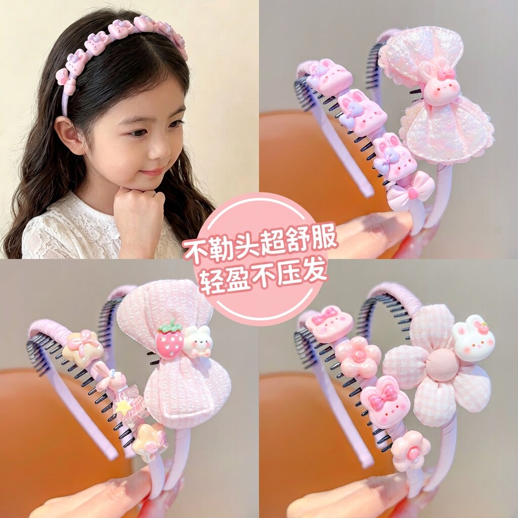 女童夏季卡通防滑带齿不伤发发箍