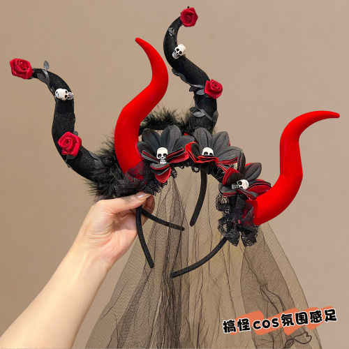 娃们万圣节日女童cos恶魔角发箍