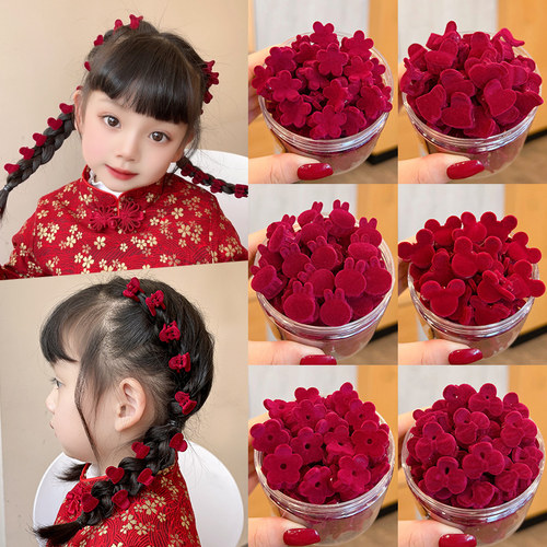 红色丝绒小抓夹宝宝公主