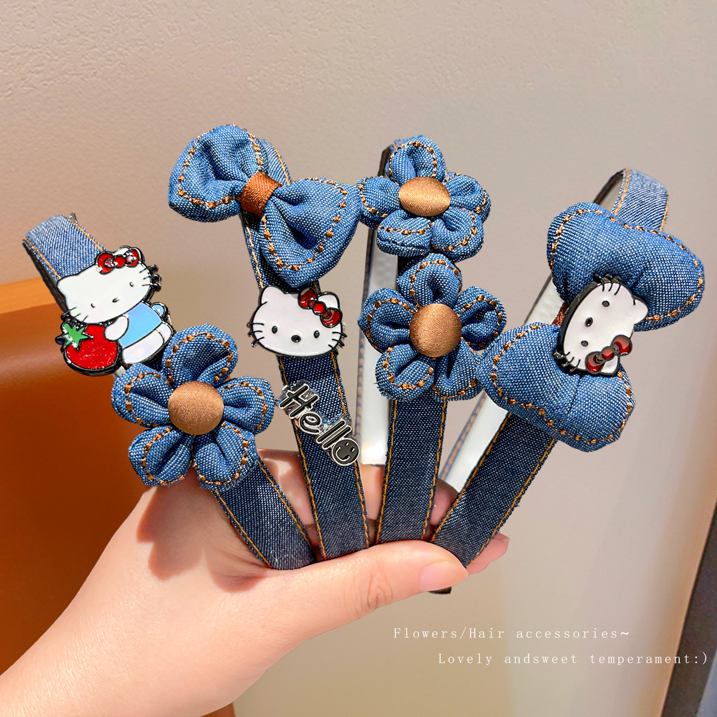 卡通发箍KT猫牛仔不勒头2025新款儿童头箍小女孩发卡头饰压发发饰