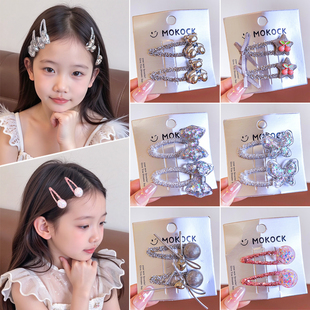 儿童银色系蝴蝶发夹小女孩前额侧边碎发发卡女童高颜值不伤发发饰