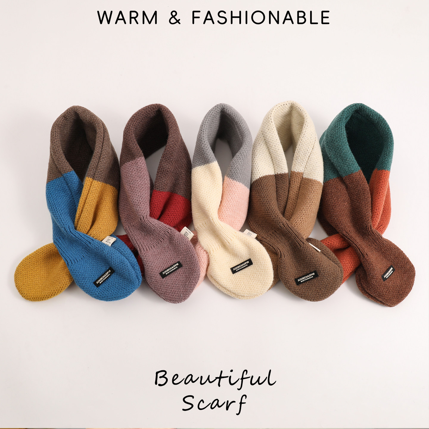 韩版复古针织儿童围巾拼色交叉小女孩围脖防寒保暖女童护颈脖套,童装/婴儿装/亲子装,围巾,淘宝优惠券,粉丝福利购,淘宝优惠卷