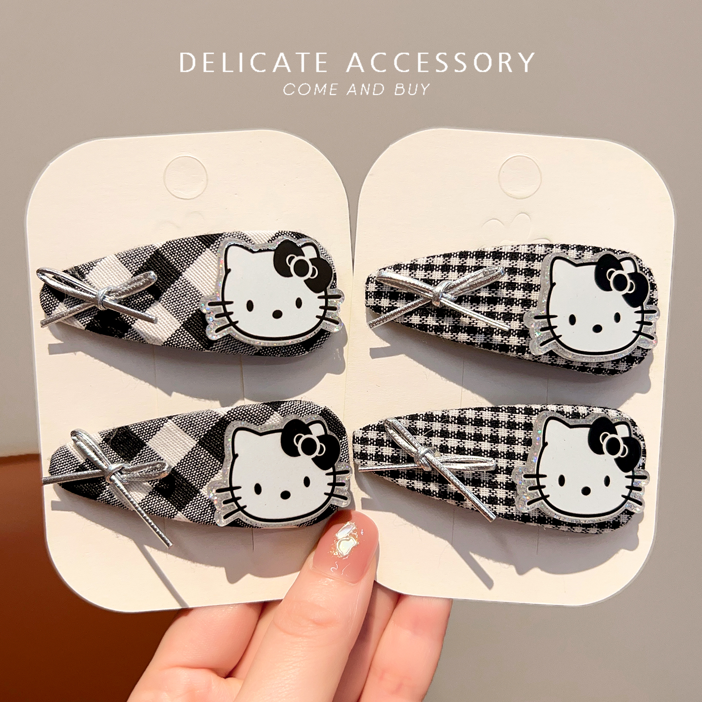 儿童发夹女童宝宝碎发整理神器可爱卡通KT猫发饰不伤发前额小发卡