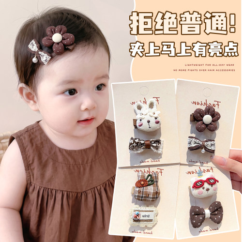 婴幼儿女宝卡通布艺不伤发胎毛夹