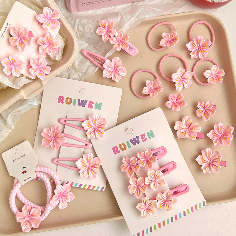 儿童发卡粉色花朵bb夹