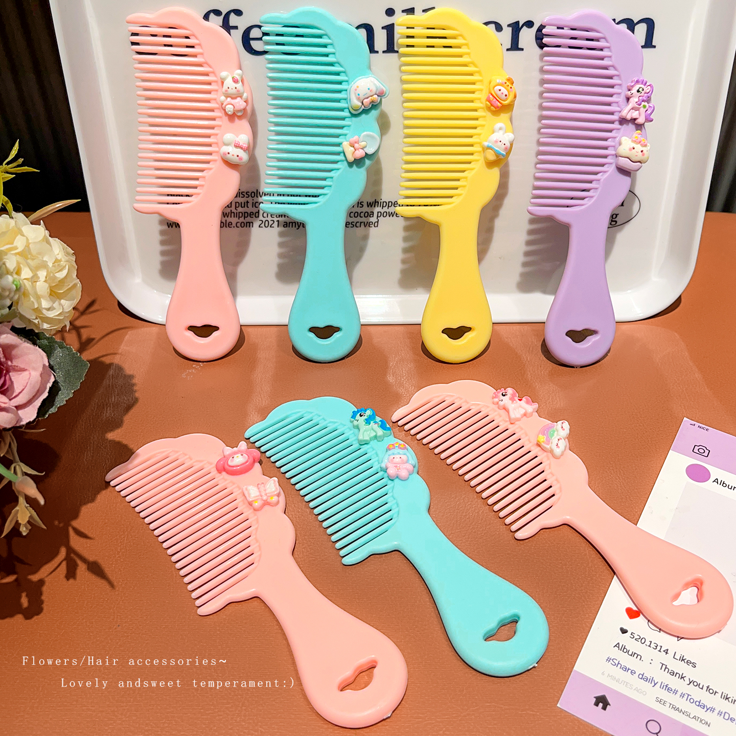 儿童梳子可爱学生放松头皮梳女孩专用防静电不伤发直发顺发马尾梳