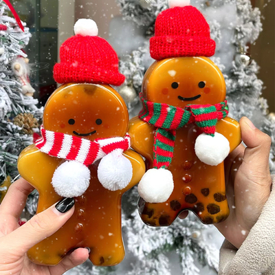 姜饼人奶茶杯姜饼人瓶子圣诞节瓶