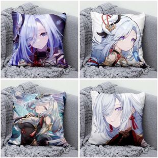 申鹤抱枕原神动漫二次元靠背游戏靠枕套送男女学生日礼物靠垫枕头