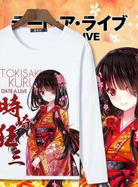 约会大作战狂三折纸四糸乃琴里十香动漫周边长袖二次元学生T恤