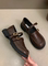 FASHIONABLE GIRL ITSK LOAFERS WOMENS ROUND TOE BLACK RETRO BLOCK HEEL PLATFORM SOLE BRITISH STYLE SMALL LEATHER SHOES