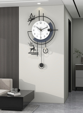 现代简约挂钟客厅高级感餐厅背景装饰钟表挂墙免打孔家用创a0718