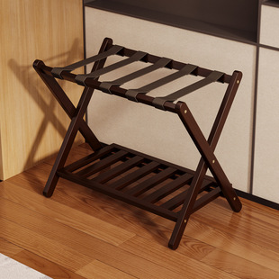 行李架多用途酒店民宿客房家用楠竹双层置物架可折叠行李箱收纳架