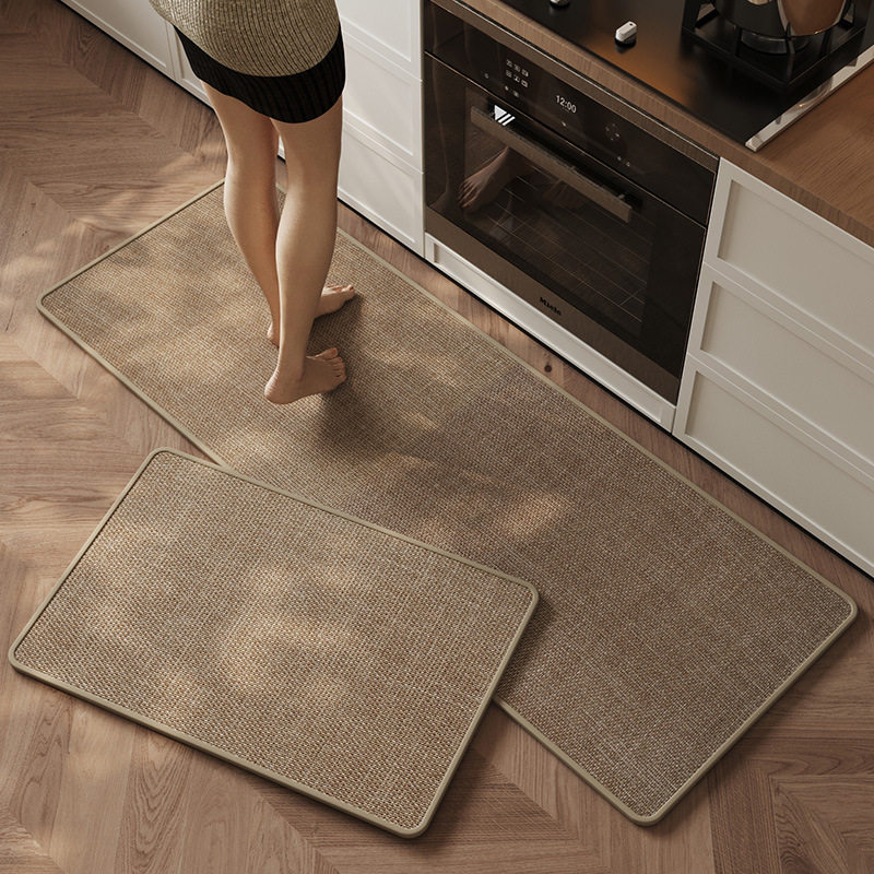 仿亚麻编织纯色厨房专用地垫吸水吸油长条脚垫家用耐脏高级感地毯,居家布艺,厨房地垫,淘宝优惠券,粉丝福利购,淘宝优惠卷