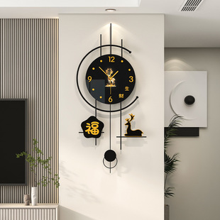 轻奢钟表挂钟客厅高级感2026新款家用装饰时钟挂墙免打孔创意挂表