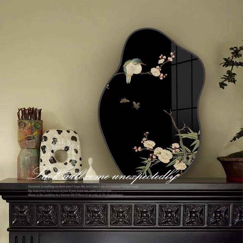 现货摆台中古风花鸟图客厅装饰画复古艺术卧室挂画餐厅高级感雕刻