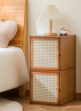 实木多功能可叠加杂物收纳盒整理箱夹缝床头柜迷你小型极窄a0763