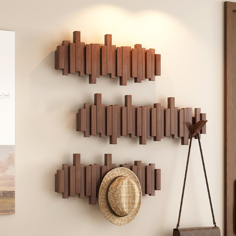 实木钢琴键挂衣架墙上壁挂入户门置物架玄关挂衣钩进门包架衣帽架