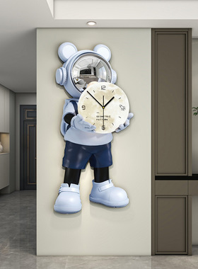 太空人创意钟表挂钟客厅现代简约餐厅装饰时钟高级感挂墙儿a0639