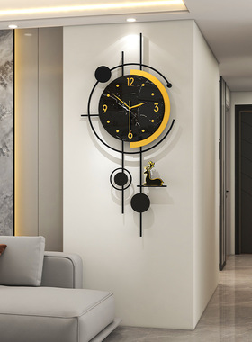 创意轻奢挂钟客厅高级感现代简约家用装饰时钟挂墙免打孔静a0645
