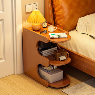 床头柜E型轻奢高级感家用卧室床边侧边柜出租房用整理收纳置物架