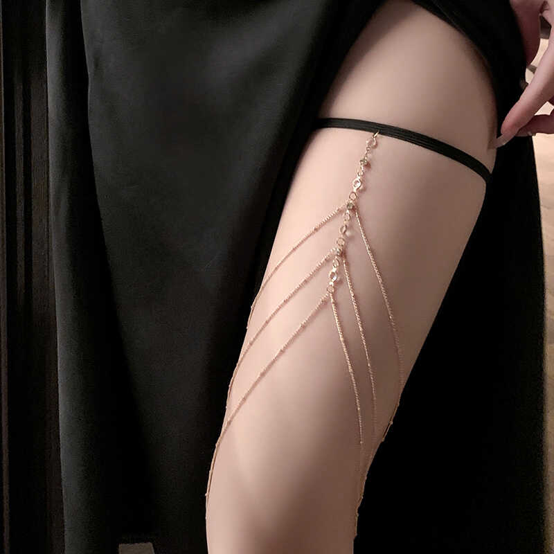 性感腿圈腿链多层珍珠爱心大腿链时尚辣妹沙滩配饰百搭腿环身体链