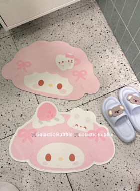 原创设计可爱小羊小美浴室防滑垫硅藻泥地垫网红博主同款