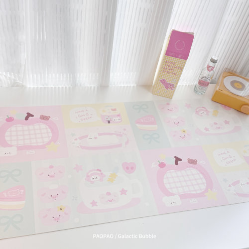 拼布童趣苹果防水皮革桌垫办公学习少女心垫子可爱