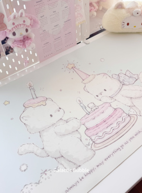 Koily授权新款坨坨奶蓝可爱卡通鼠标垫办公室桌垫学生宿舍书桌垫