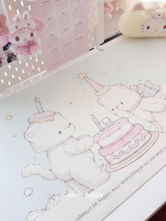 Koily授权新款坨坨奶蓝可爱卡通鼠标垫办公室桌垫学生宿舍书桌垫