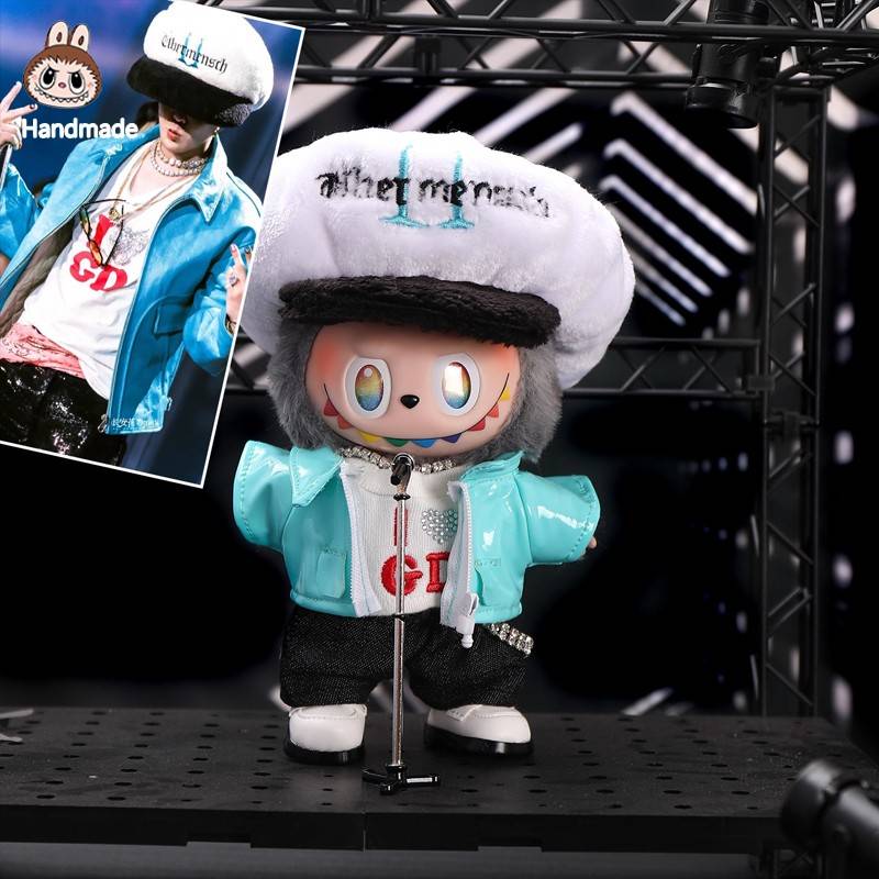 权志龙演唱会同款蘑菇帽套装拉布布labubu娃衣一二三代通穿皮衣服
