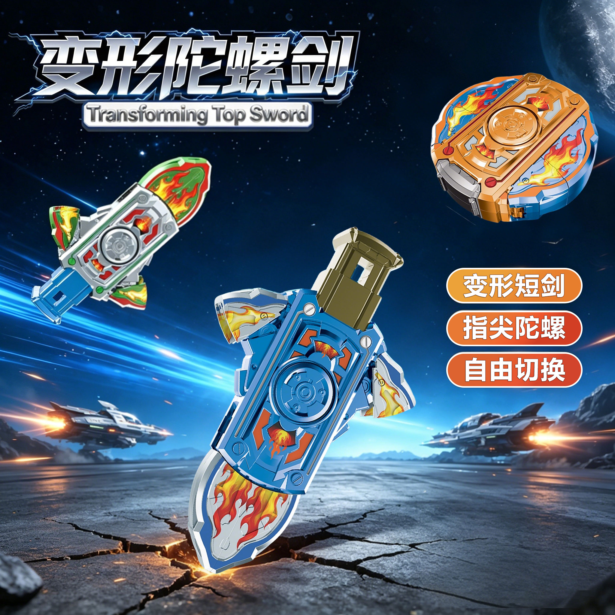变形指尖陀螺剑2合1玩具