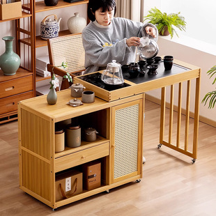 移动小型茶桌茶水柜家用放阳台泡茶桌茶台一体茶几桌子喝茶全套