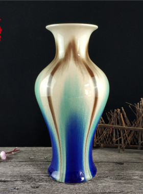 景德镇陶瓷器 素三彩渐变色釉花瓶 家居会所装饰工艺摆件批发