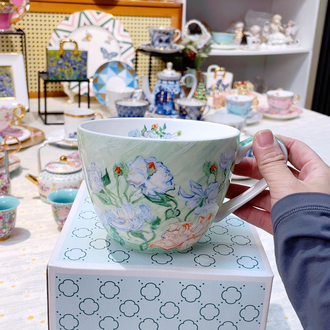 Facetea油画白玫瑰高骨早餐杯 甜品碗水杯 原盒,餐饮具,瓷器套装,淘宝优惠券,粉丝福利购,淘宝优惠卷