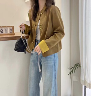 特价商品！不退不换！！精致盘扣外套拼接撞色欧货时尚女装外套